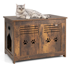 Flip-Top Hidden Cat Washroom Bench with Side Entrance