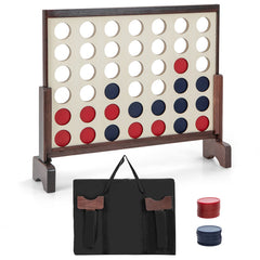 Giant 4-in-a-row Game Set Wooden Jumbo 4-to-Score Game with Carrying Bag