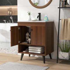 25 Inch Wooden Bathroom Storage Cabinet with Sink