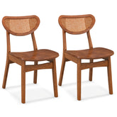 Wooden Dining Chair Set of 2 with Breathable Mesh Cane Backrest