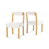 Wooden Dining Chair with Rubber Wood Frame and Cylinder Back Set of 2
