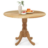 Wooden Dining Table with Round Tabletop and Trestle Legs
