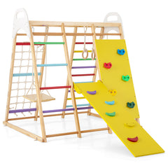 8-in-1 Wooden Jungle Gym Playset with Slide and Monkey Bars