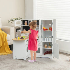 Wooden Kid's Corner Kitchen Playset with Stove for Toddlers
