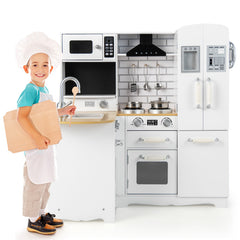 Wooden Kid's Corner Kitchen Playset with Stove for Toddlers