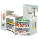 Wooden Kids Grocery Store Playset Pretend Play Supermarket