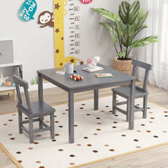 Wooden Kids Table and 2 Chairs Set with Anti-slip Foot Pads