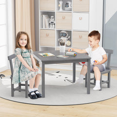 Wooden Kids Table and 2 Chairs Set with Anti-slip Foot Pads