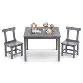Wooden Kids Table and 2 Chairs Set with Anti-slip Foot Pads