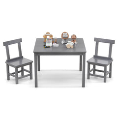 Wooden Kids Table and 2 Chairs Set with Anti-slip Foot Pads