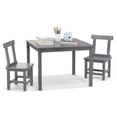 Wooden Kids Table and 2 Chairs Set with Anti-slip Foot Pads