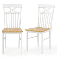 Wooden Kitchen Dining Chair Set of 2 with Rubber Wood Frame