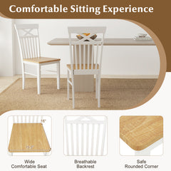 Wooden Kitchen Dining Chair Set of 2 with Rubber Wood Frame