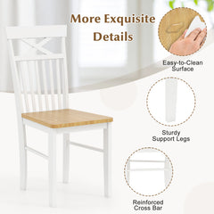 Wooden Kitchen Dining Chair Set of 2 with Rubber Wood Frame
