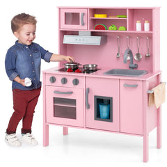 Wooden Pretend Play Kitchen Set for Toddlers