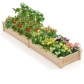Wooden Raised Garden Bed with 2 Planter Boxes and Dividers