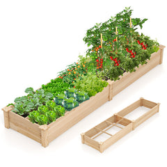 Wooden Raised Garden Bed with 2 Planter Boxes and Dividers