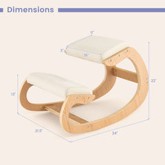 Wooden Rocking Chair with Comfortable Padded Seat Cushion and Knee Support