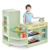 Kids Wooden Supermarket Play Toy Set with Checkout Counter