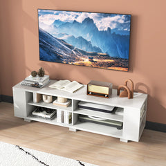 Wooden TV Stand with 8 Open Shelves for TVs up to 65 Inch Flat Screen
