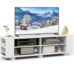 Wooden TV Stand with 8 Open Shelves for TVs up to 65 Inch Flat Screen