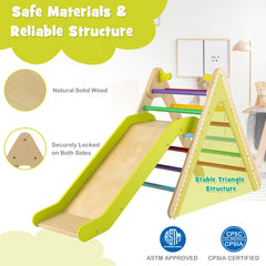 2-in-1 Wooden Triangle Climber Set with Gradient Adjustable Slide