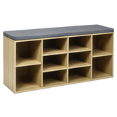 10-Cube Organizer Shoe Storage Bench with Cushion for Entryway