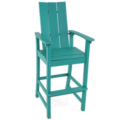 Tall Adirondack Chair Outdoor Bar Stool with Ergonomic Backrest for Backyard