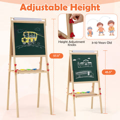 Adjustable Double-sided Easel with 4 Paint Cups