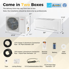Airtural Series 12000 BTU 21 SEER2 208-230V Ductless Mini Split Air Conditioner with Heater Pump Energy Star Certified