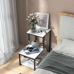 3-Tier Ladder-Shaped Chair Side Table with Storage Shelf