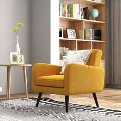 Modern Upholstered Comfy Accent Chair with Rubber Wood Legs