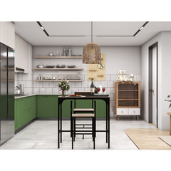 3 Pieces Bar Table Set with 2 Chairs Narrow Bar Furniture