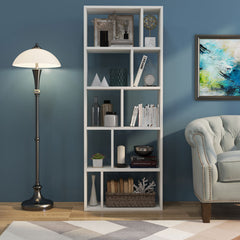 66 Inch Tall 5 Tiers Wood Bookshelf with 10 Open Compartments