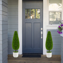 2 Pack 3 Feet Artificial Cedar Teardrop Shaped Bush with Plastic Nursery Pot