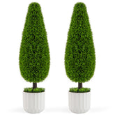 2 Pack 3 Feet Artificial Cedar Teardrop Shaped Bush with Plastic Nursery Pot