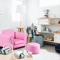 Mini Kids Single Armrest Couch Sofa with Ottoman