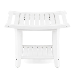 2-Tier HDPE Heavy Duty Shower Bench with Handle and Storage Shelf