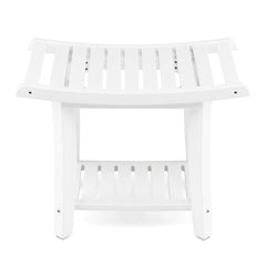 2-Tier HDPE Heavy Duty Shower Bench with Handle and Storage Shelf