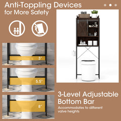 4-Tier Multifunctional Toilet Storage Cabinet with Adjustable Shelf and Sliding Barn Door
