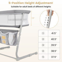 Baby Bassinet Bedside Crib with Adjustable Height Comfy Mattress