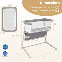 Baby Bassinet Bedside Crib with Adjustable Height Comfy Mattress