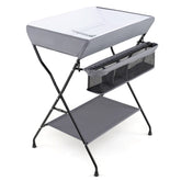Baby Storage Foldable Diaper Changing Table In Gray