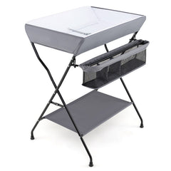 Baby Storage Foldable Diaper Changing Table In Gray
