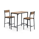 3 Pieces Bar Table Set with 2 Chairs Narrow Bar Furniture
