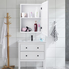 Mirrored Bathroom Medicine Cabinet with Single Door and Adjustable Shelf