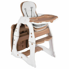 3-in-1 Infant Table and Chair Set Baby High Chair In Brown