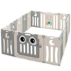 16-Panel Baby Activity Center Play Yard with Lock Door