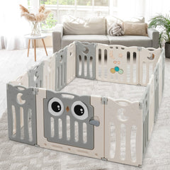 16-Panel Baby Activity Center Play Yard with Lock Door
