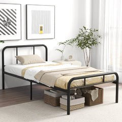 Twin Size Modern Metal Bed Frame with Curved Headboard and Footboard